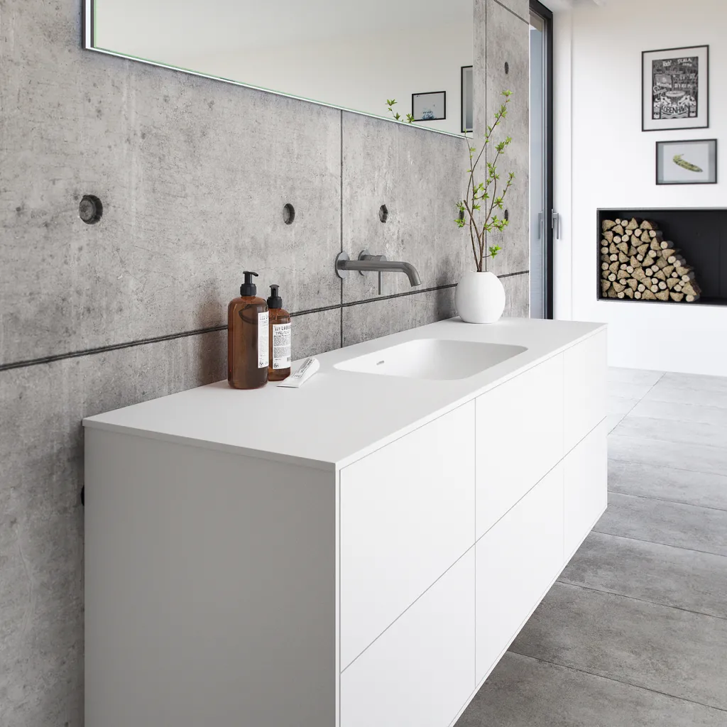 Pulcher Mood 160 Soft - Badezimmermöbel 160x46 cm, Mathvid mit SolidTec®-Waschbecken