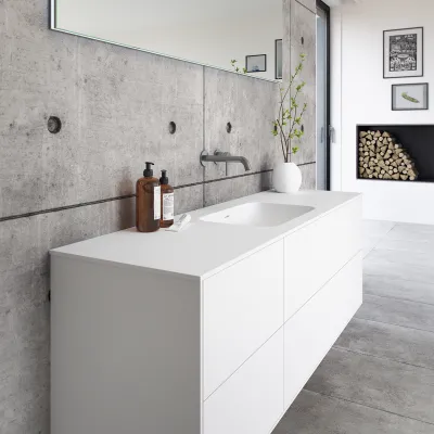Pulcher Mood 160 Soft - Badezimmermöbel 160x46 cm, Mathvid mit SolidTec®-Waschbecken