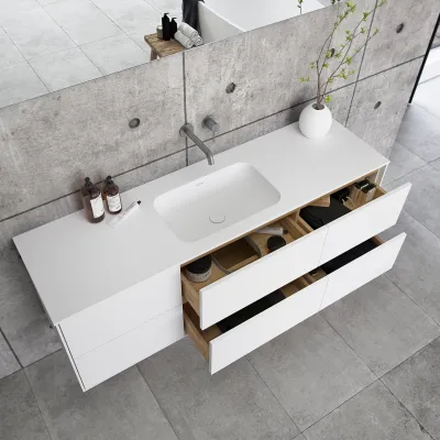 Pulcher Mood 160 Soft - Badezimmermöbel 160x46 cm, Mathvid mit SolidTec®-Waschbecken