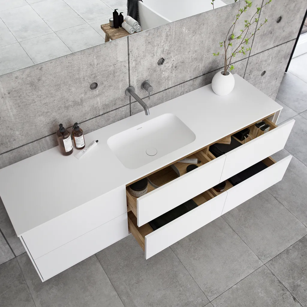 Pulcher Mood 180 Soft - Badezimmermöbel 180x46 cm, Mathvid mit SolidTec®-Waschbecken