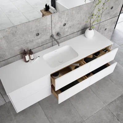 Pulcher Mood 180 Soft - Badezimmermöbel 180x46 cm, Mathvid mit SolidTec®-Waschbecken