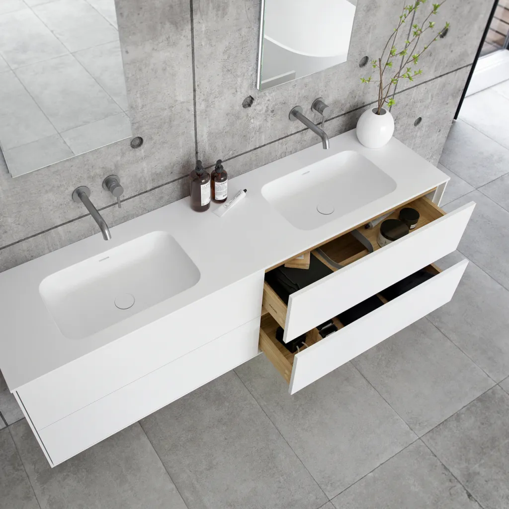 Pulcher Mood 180D Soft - Badezimmermöbel 180x46 cm, Mathvid mit SolidTec®-Waschbecken