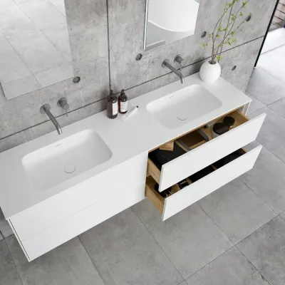 Pulcher Mood 180D Soft - Badezimmermöbel 180x46 cm, Mathvid mit SolidTec®-Waschbecken