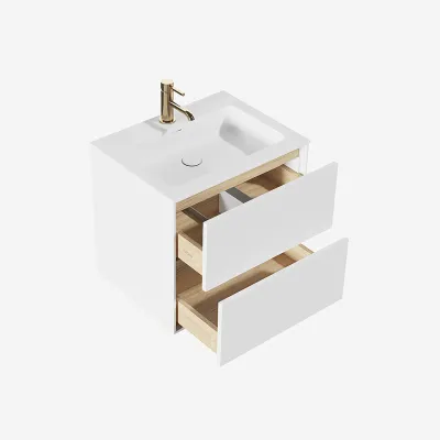 Pulcher Mood 60 Soho - Badmöbel 60x46 cm, Mattweiß mit SolidTec® Waschbecken