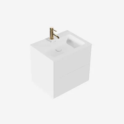 Pulcher Mood 60 Soho - Badmöbel 60x46 cm, Mattweiß mit SolidTec® Waschbecken