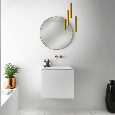 Pulcher Mood 60 Soho - Badmöbel 60x46 cm, Mattweiß mit SolidTec® Waschbecken