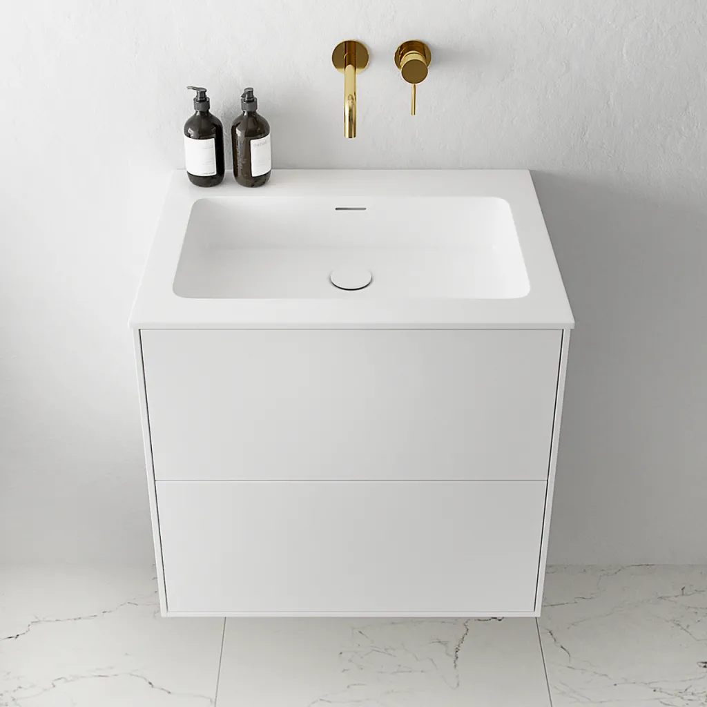 Pulcher Mood 60 Soho - Badmöbel 60x46 cm, Mattweiß mit SolidTec® Waschbecken