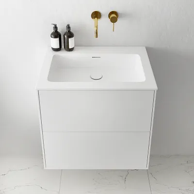 Pulcher Mood 60 Soho - Badmöbel 60x46 cm, Mattweiß mit SolidTec® Waschbecken