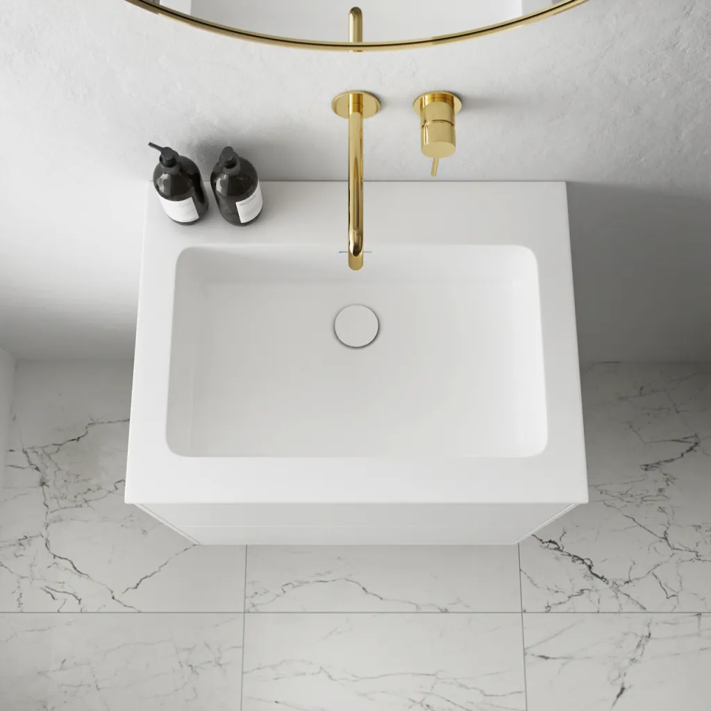 Pulcher Mood 60 Soho - Badmöbel 60x46 cm, Mattweiß mit SolidTec® Waschbecken