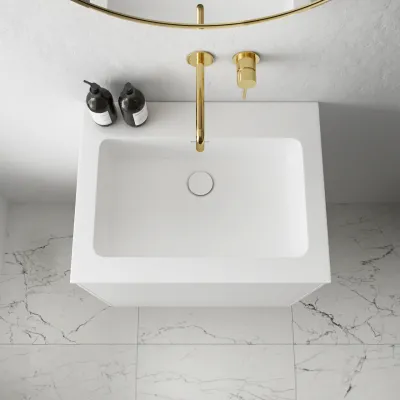 Pulcher Mood 60 Soho - Badmöbel 60x46 cm, Mattweiß mit SolidTec® Waschbecken