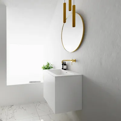 Pulcher Mood 60 Soho - Badmöbel 60x46 cm, Mattweiß mit SolidTec® Waschbecken