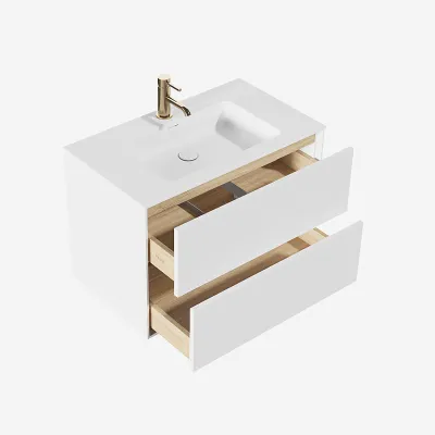 Pulcher Mood 80 Soho - Badmöbel 80x46 cm, Mattweiß mit SolidTec® Waschbecken