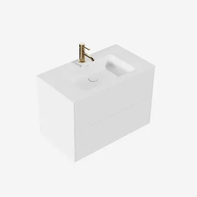 Pulcher Mood 80 Soho - Badmöbel 80x46 cm, Mattweiß mit SolidTec® Waschbecken
