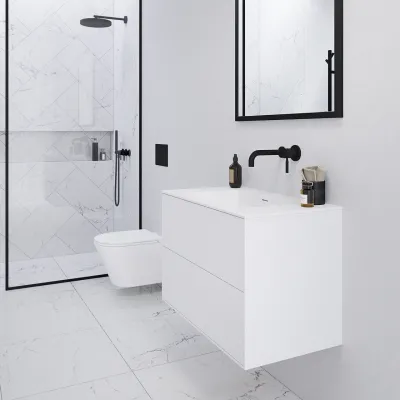 Pulcher Mood 80 Soho - Badmöbel 80x46 cm, Mattweiß mit SolidTec® Waschbecken