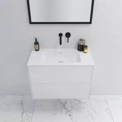 Pulcher Mood 80 Soho - Badmöbel 80x46 cm, Mattweiß mit SolidTec® Waschbecken