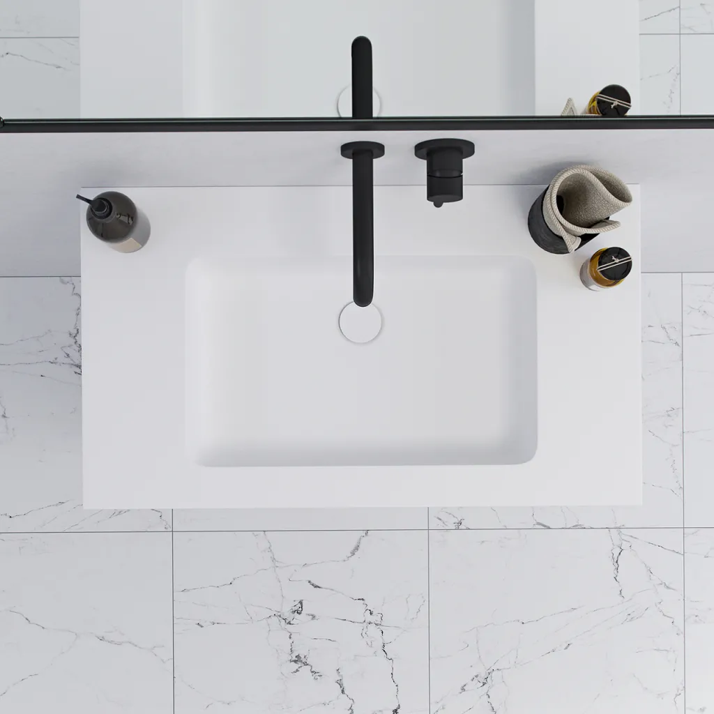 Pulcher Mood 80 Soho - Badmöbel 80x46 cm, Mattweiß mit SolidTec® Waschbecken