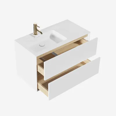 Pulcher Mood 90L Soho - Badezimmermöbel 90x46 cm, Mathvid mit SolidTec®-Waschbecken