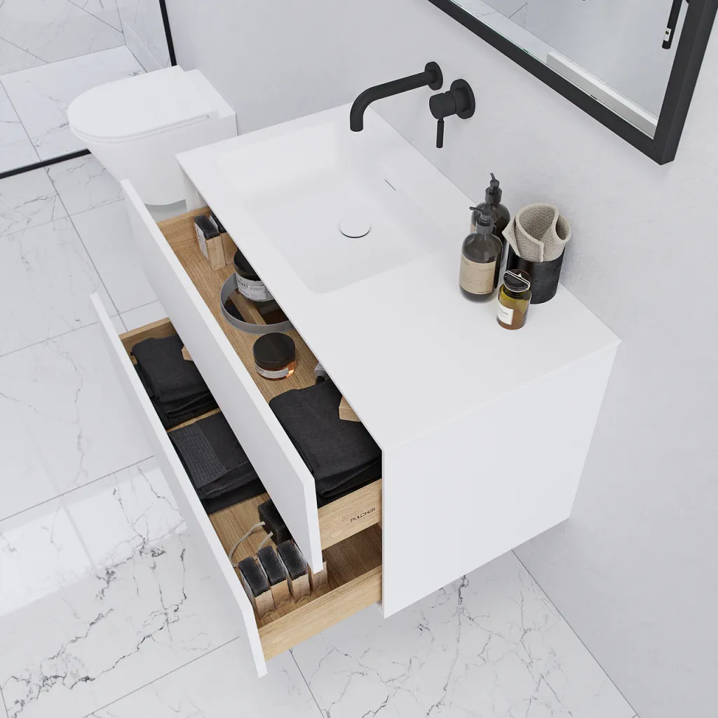 Pulcher Mood 90L Soho - Badezimmermöbel 90x46 cm, Mathvid mit SolidTec®-Waschbecken