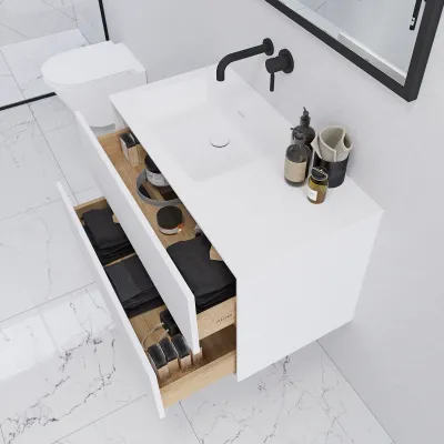 Pulcher Mood 90L Soho - Badezimmermöbel 90x46 cm, Mathvid mit SolidTec®-Waschbecken