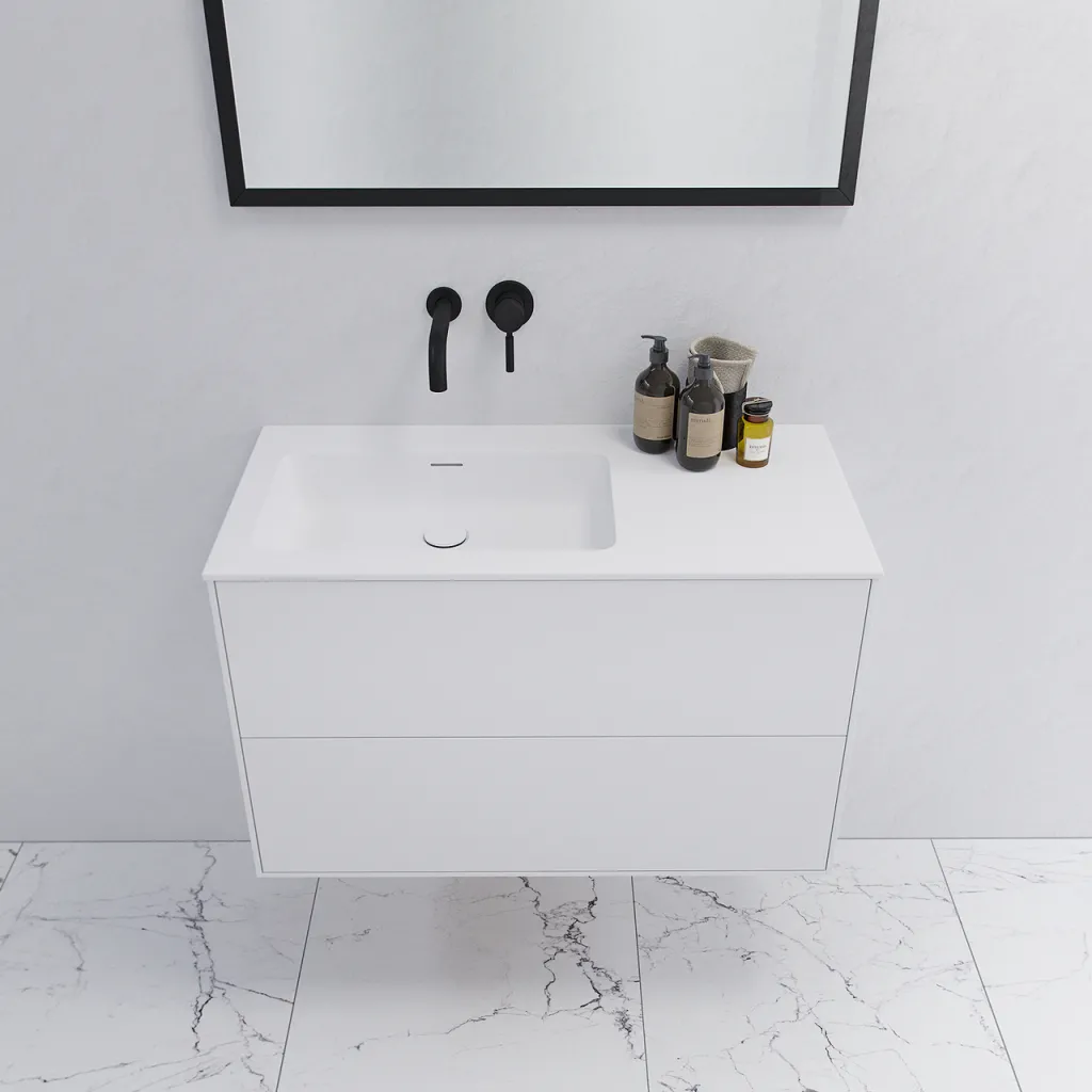Pulcher Mood 90L Soho - Badezimmermöbel 90x46 cm, Mathvid mit SolidTec®-Waschbecken