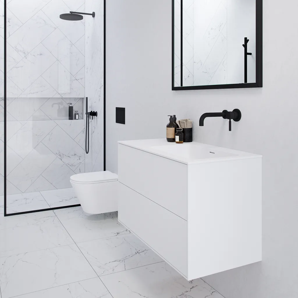Pulcher Mood 90R Soho - Badezimmermöbel 90x46 cm, Mathvid mit SolidTec®-Waschbecken