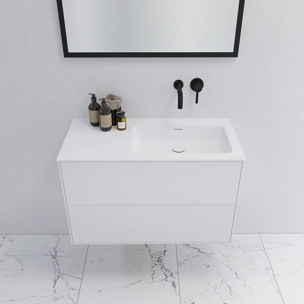 Pulcher Mood 90R Soho - Badezimmermöbel 90x46 cm, Mathvid mit SolidTec®-Waschbecken