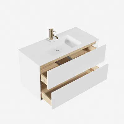 Pulcher Mood 100 Soho - Badmöbel 100x46 cm, Mattweiß mit SolidTec® Waschbecken