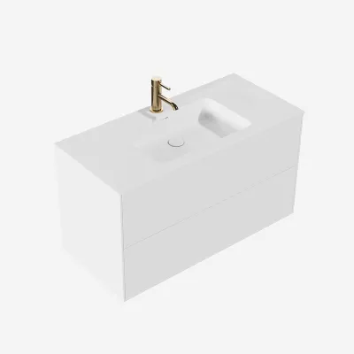 Pulcher Mood 100 Soho - Badmöbel 100x46 cm, Mattweiß mit SolidTec® Waschbecken