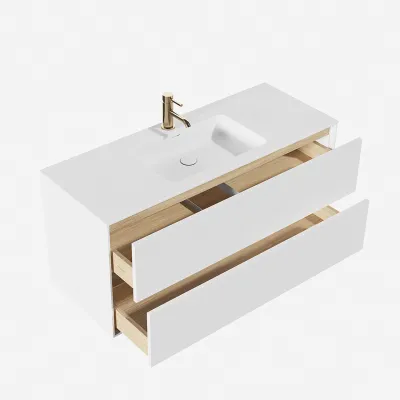 Pulcher Mood 120 Soho - Badmöbel 120x46 cm, Mattweiß mit SolidTec® Waschbecken