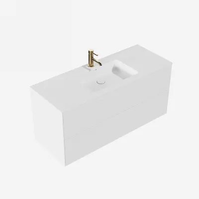 Pulcher Mood 120 Soho - Badmöbel 120x46 cm, Mattweiß mit SolidTec® Waschbecken