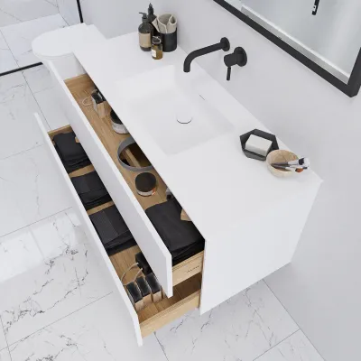 Pulcher Mood 120 Soho - Badmöbel 120x46 cm, Mattweiß mit SolidTec® Waschbecken