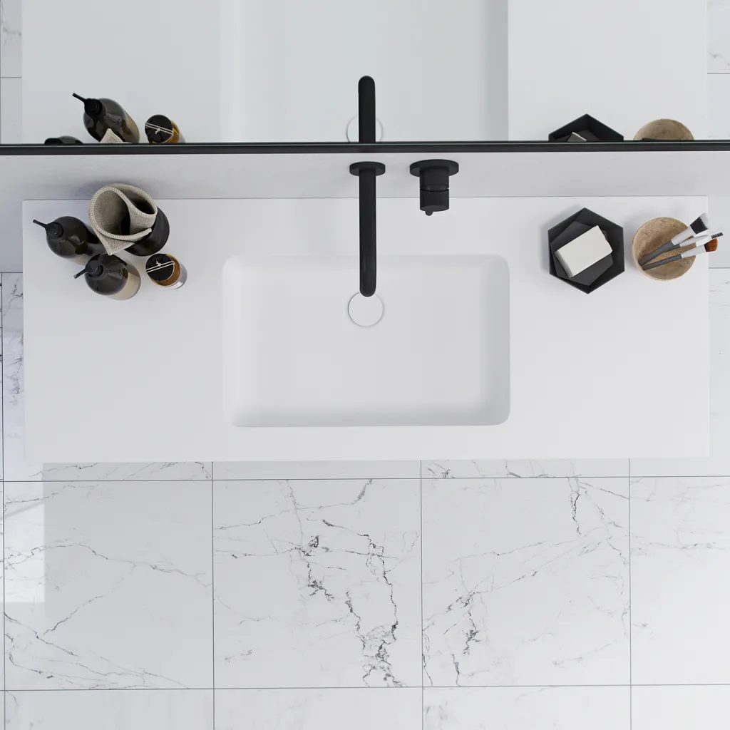 Pulcher Mood 120 Soho - Badmöbel 120x46 cm, Mattweiß mit SolidTec® Waschbecken