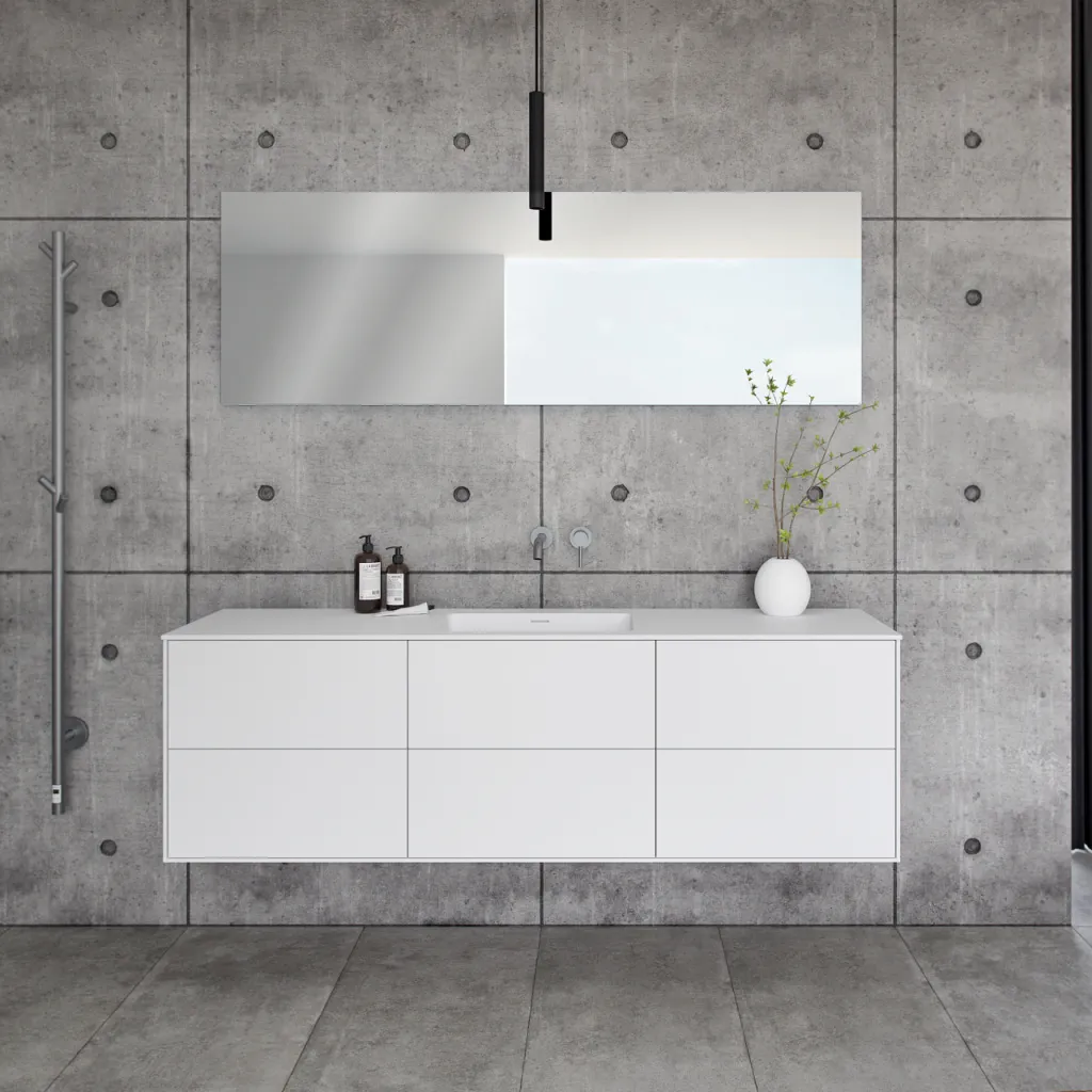 Pulcher Mood 180 Soho - Badmöbel 180x46 cm, Mattweiß mit SolidTec® Waschbecken