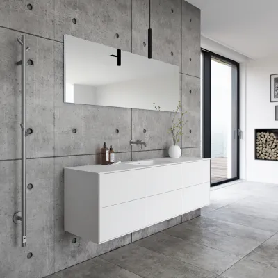 Pulcher Mood 180 Soho - Badmöbel 180x46 cm, Mattweiß mit SolidTec® Waschbecken