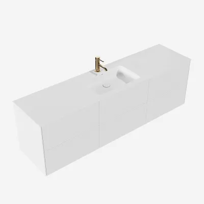 Pulcher Mood 180 Soho - Badmöbel 180x46 cm, Mattweiß mit SolidTec® Waschbecken