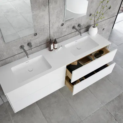 Pulcher Mood 180D Soho - Badezimmermöbel 180x46 cm, Mathvid mit SolidTec®-Waschbecken