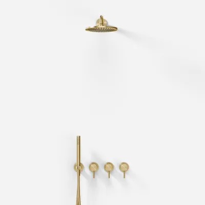 Semplice STB801 S05 - Rain DeLux SmartTerm Ø20 cm EasyClean, Wand, PVD gebürstetes Messing